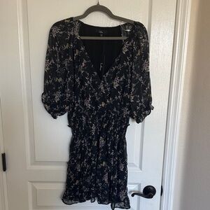 Lulu's Black Floral Mini Dress